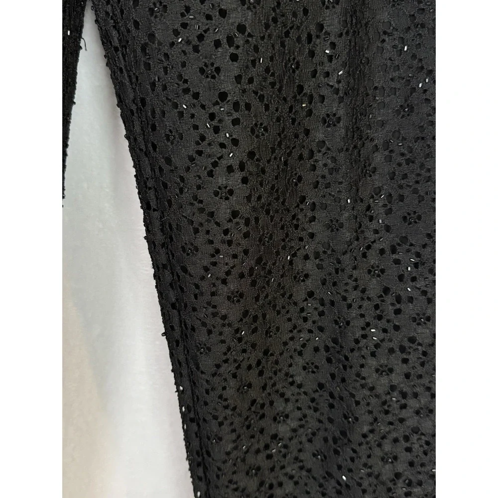 Veronique Young‎ Black Beaded Lace Pants Size 10 Formal Evening Glam